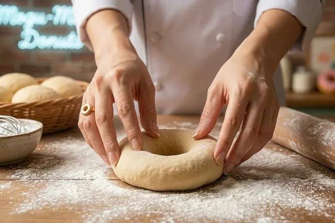 ドーナツ生地を作っている画像